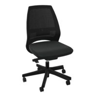 Siège Elliot autorégulé bas dossier résille noire avec coque noire - tissu Bondaï noir - Piétement nylon noir sur roulettes pour sol souple