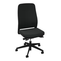 Siège Léon synchrone avec translation d'assise - dossier/assise tissu Bondaï noir - cadre noir - piétement nylon noir sur roulettes pour sol dur 65 mm