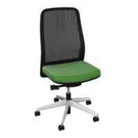 Siège Léon synchrone latéral - assise tissu Step bambou - dossier résille noire - cadre noir - piétement métal chromé sur roulettes pour sol dur 65 mm