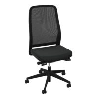 Siège Léon synchrone avec translation d'assise - assise tissu Bondaï  noir - dossier résille noire - cadre noir - piétement nylon noir sur roulettes pour sol dur freinées hors charge 50 mm