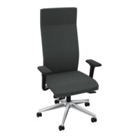 Siège Attitud synchrone cuir noir haut dossier avec tétière + accoudoirs 4D piètements métal chromé roulettes sol dur 50mm