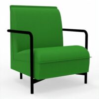 Assise lounge Anouk 1 place avec dossier tissu Step bambou sur 4 pieds fixes métal structuré gris anthracite