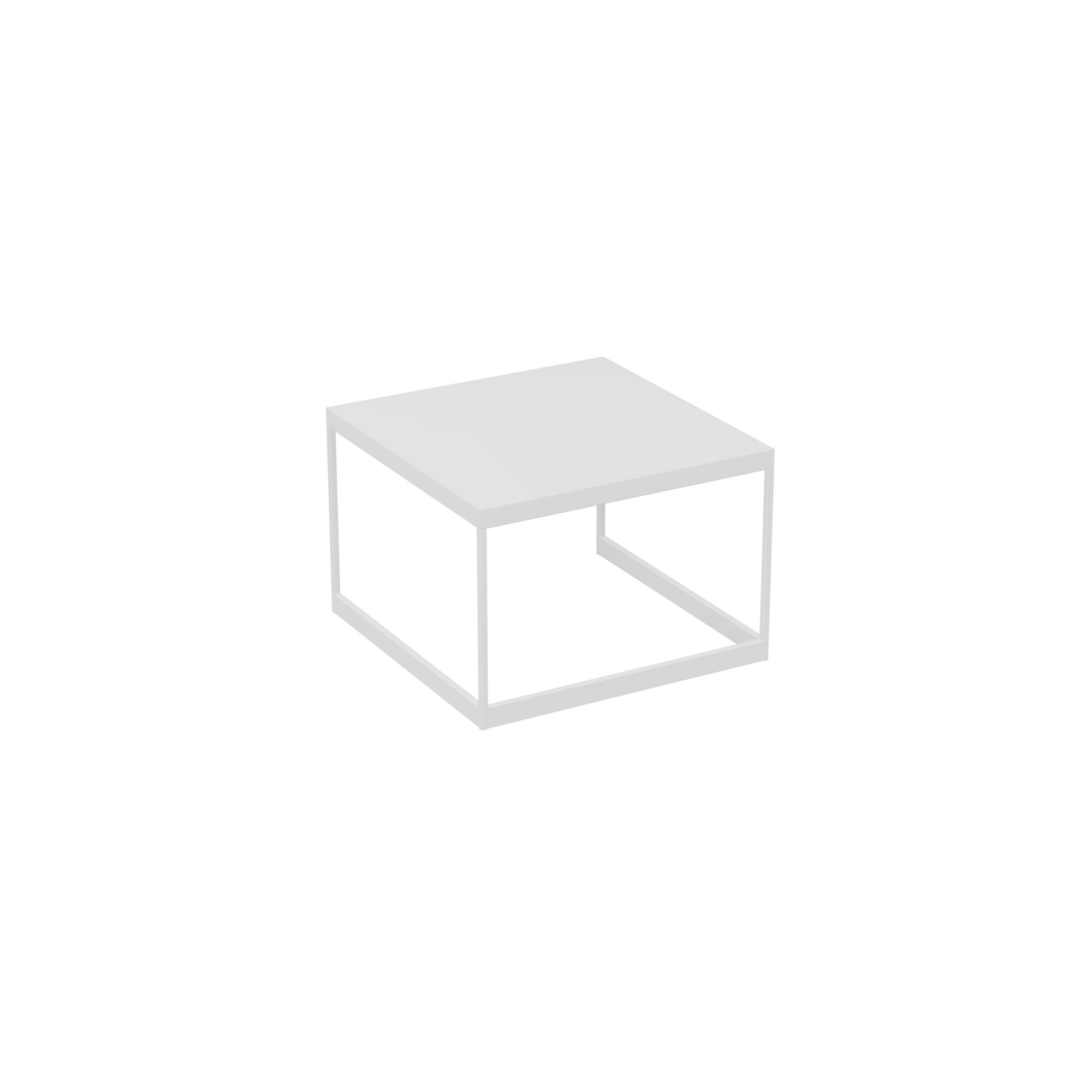 Table basse Suzy L. 43,5 cm x P. 43,5 cm plateau mélamine blanc neige pieds métal structuré blanc