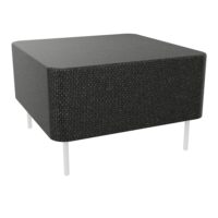 Assise 1 place Zélie L. 67 x H. 43 cm sans dossier tissu Cyber gris foncé sur 4 pieds tubes fixes D.20 mm métal lisse blanc