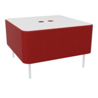 Module liaison carré avec plateau percé pour électrification Zélie L. 67 x H. 43 cm tissu Step Tomette sur 4 pieds tubes fixes D.20 mm métal lisse blanc