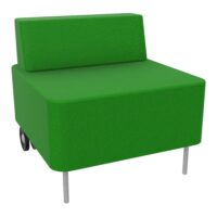 Chauffeuse 1 place Zélie L.67 x H. 64,7 cm assise tissu Step bambou avec dossier tissu Step bambou sur 2 pieds tubes fixes D.20 mm à l'avant et 2 pieds sur roues D. 125mm cache noir à l'arrière métal lisse gris