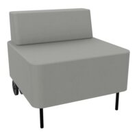 Chauffeuse 1 place Zélie L.67 x H. 64,7 cm assise tissu Secret Gris perle  avec dossier tissu Secret Gris perle  sur 2 pieds tubes fixes D.20 mm à l'avant et 2 pieds sur roues D. 125mm cache blanc à l'arrière m