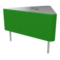 Module liaison d'angle 60° avec plateau percé métallique pour électrification Zélie L.67 x P. 59,5 x H. 43 cm tissu Step bambou sur 3 pieds fixes D.20 mm métal lisse gris aluminium