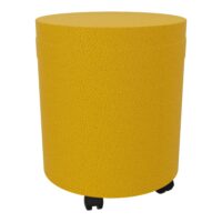Pouf avec lanière sur 4 roulettes noires Zélie D. 40 x H. 48,5 cm assise tissu Step  jaune moutarde