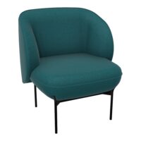 Assise Margot 1 place L. 69,2 x H. 78,4 x P. 66 cm - assise tissu Step  bleu pétrole - dossier tissu Step  bleu pétrole - piétement métal lisse noir -