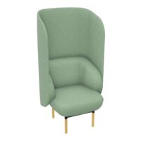 Fauteuil Silence Margot 1 place L. 74,2 x H. 140 x P. 66 cm - assise tissu Step Mélange Vert d'eau chiné - dossier tissu Step Mélange Vert d'eau chiné - piétement métal structuré noir - bois hêtre massif vernis