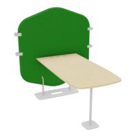 Margot cloison tissu Step bambou  et table mélamine pin maritime - Piétement métal lisse gris clair - L. 122,7 x H. 144,8 x P. 156 cm