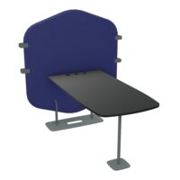 Margot cloison tissu Step bleu marine et table mélamine Noir Piétement métal structuré gris souris L. 122,7 x H. 144,8 x P. 156 cm