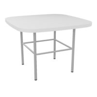 Table basse Margot carrée L. 50 x H. 35 x P. 50 cm - plateau ép. 19 mm mélamine blanc neige - piétement métal lisse gris aluminium