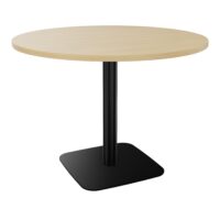 Table ronde Eloise D. 100 cm x H. 73,5 cm mélamine Chêne naturel épaisseur 25mm pied central métal lisse noir