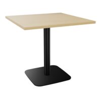 Table carrée Eloise L. 80 cm x l. 80 cm mélamine Chêne naturel épaisseur 25 mm pied central métal lisse noir