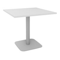 Table carrée Eloise L. 80 cm x l. 80 cm stratifié blanc épaisseur 25 mm pied central métal lisse gris aluminium