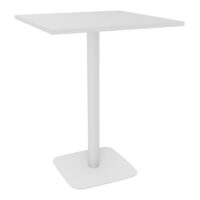 Table Eloise mange debout carrée L. 80 cm x l. 80 cm mélamine blanc neige épaisseur 25 mm pied central métal lisse blanc