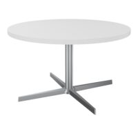 Table basse Star ronde ø 75 cm - plateau décor blanc neige piétement aluminium poli