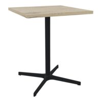 Table indoor Lucie L. 60 cm x l. 60 cm x H. 73,5 cm mélamine chêne Brunswick pieds métal structuré noir