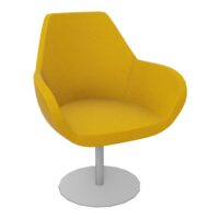 Chauffeuse Bip revêtement tissu Step  jaune moutarde  piétement central métal chromé  pourvue d'un mécanisme retour point fixe