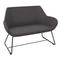 Canapé Bip 2 places piètement filaire métal lisse noir - revêtement tissu Evo gris souris