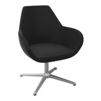 Chauffeuse Bip revêtement tissu Step noir avec surpiqûres blanches piètement central 4 branches Aluminium poli