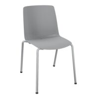 Lot de 4 chaises Gelati polypropylène gris traité anti-UV - structure 4 pieds en tube métal chromé