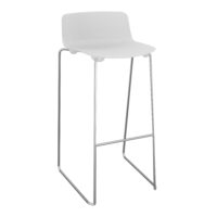 Lot de 2 tabourets Gelati polypropylène blanc traité anti-UV - structure 4 pieds en tube métal chromé