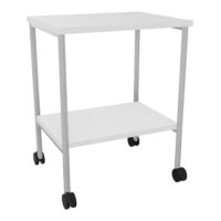 Table multi-usages 2 plateaux mélamine blanc neige structure métal lisse gris aluminium