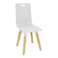 Chaise 4 pieds Evasion avec poignée de préhension - assise et dossier en hêtre multipli blanc - 4 pieds en hêtre naturel vernis massif surmontés d'une structure métal structuré blanc