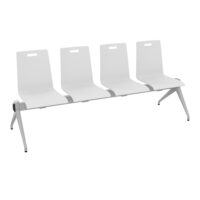 Poutre Evasion 4 places - poutre structure métal gris aluminium - assise hêtre multipli teinté blanc