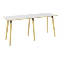 Table Evasion L. 240 x P. 80 x H. 110 cm - plateau stratifié blancép. 25 mm - piètement en hêtre naturel vernis massif surmonté d'une structure métallique métal lisse noir