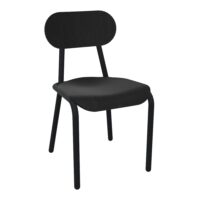 Chaise Gaby hêtre vernis noir 4 pieds métal structuré noir