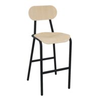 Tabouret Gaby chêne multipli 4 pieds métal structuré noir