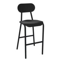 Tabouret Gaby hêtre vernis noir 4 pieds métal structuré noir