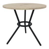 Table Gaby H. 74 cm mélamine chêne Brunswick piètements métal structuré noir