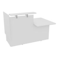 Module PMR gauche assis/debout L. 168,4x P. 110 cm indépendant plateau mélamine blanc neige habillage mélamine blanc neige