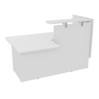 Module PMR droit assis/debout L. 168,4x P. 110 cm indépendant plateau mélamine blanc neige habillage mélamine blanc neige