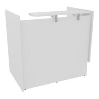 Module haut droit H. 113,5 indépendant plateau L. 120 x P. 80 x H. 73,5 cm mélamine blanc neige habillage mélamine blanc neige voile de coté long à droite