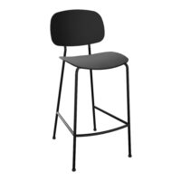 Tabouret Sofia H. 67,3 cm polypropylène noir sur 4 pieds métal lisse noir pour table Arial H. 90 cm