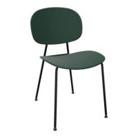 Lot de 2 chaises Sofia tapissées tissu Step vert anglais sur 4 pieds métal lisse noir