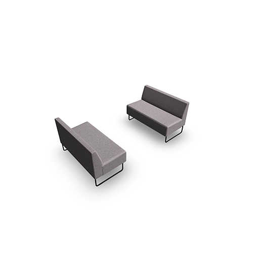 Ensemble de 2 banquettes Silen bas dossier H. 77 x L. 115 x P. 62 cm - Revêtement gris clair chiné et piétement métal noir