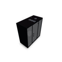 Cabine Chatbox duo en métal noir avec table face à face décor blanc/noir en version EUR