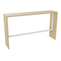 Table haute Elisa L.180 cm x P. 40 cm x H. 105 cm plateau Chêne naturel épaisseur 25mm pré-percé 2 obturateurs pieds Chêne naturel cadre métal lisse blanc repose pieds 50 cm x 50 cm