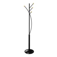 Portemanteau NOA structure métal lisse noir H. 179,5 cm base ø 36,5 cm 4 patères en métal avec embouts en bois