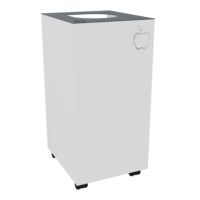 Corbeille de tri sélectif 60L sur roulettes - dessus métal gris anthracite - corps métal lisse blanc