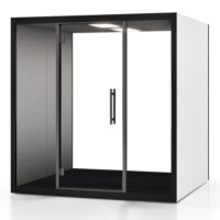Cabine ChatBox quatro nue hauteur 222 cm x longeur 213 cm x profondeur 194 cm en métal noir version EUR