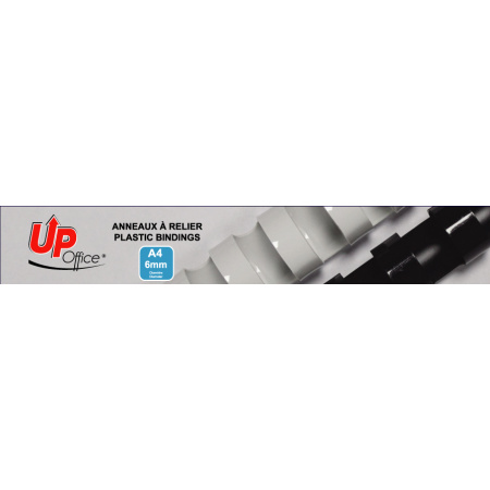 UP OFFICE-ANNEAUX PLASTIQUES 6 MM - NOIR - PACK DE 100