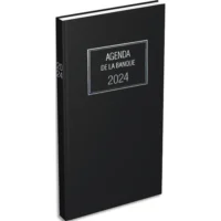 LECAS Agenda banquier long, 1 volume, 1 jour sur 2 pages, 15x34cm Noir
